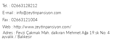 Butik Zeytin Pansiyon telefon numaralar, faks, e-mail, posta adresi ve iletiim bilgileri